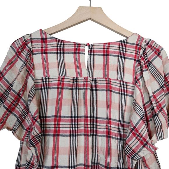 Anthropologie Maeve Women's L Priscillia Plaid Pullover Blouse - Picture 5 of 10